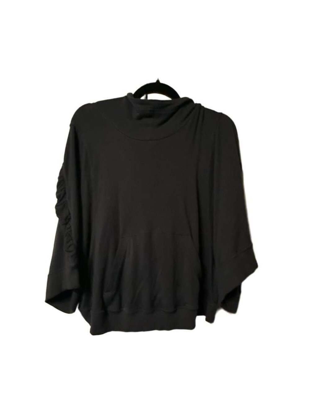 Weekend Andrea Jovine Hoodie Size M Black Ruched Sleeve Poncho